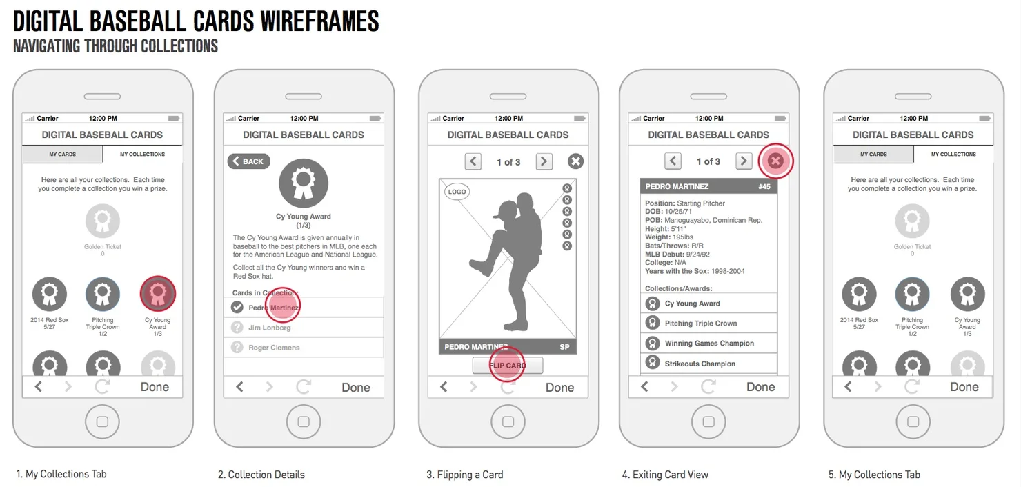 Red Sox Fenway Cards — wireframes